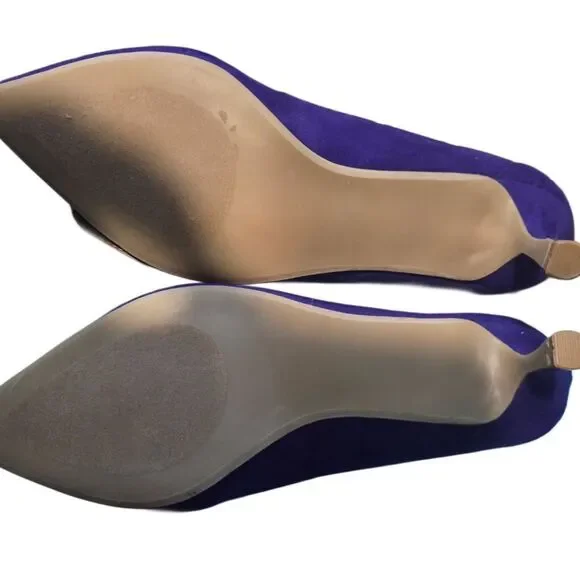 BETSEY JOHNSON AXLE Embellished Faux Suede Purple Kitten-Heel Rhinestones 8 - Picture 3 of 5